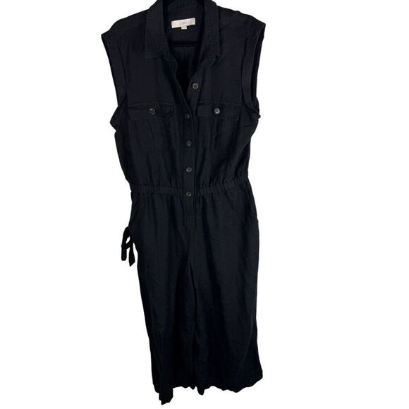 LOFT Black Linen Jumpsuit- size XL - Picture 2 of 7
